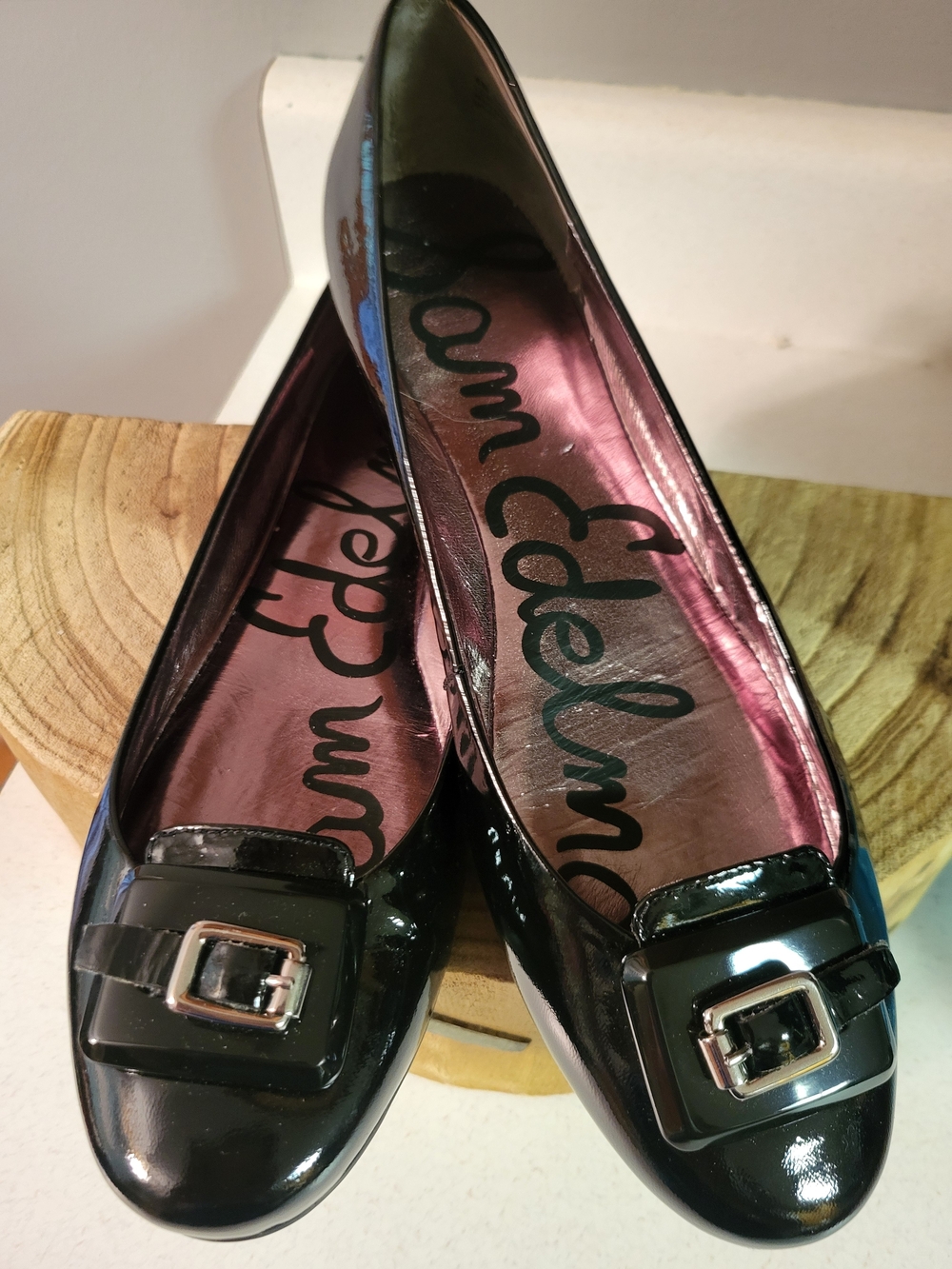 Sam Edelman Black Patent Ballet Flats with Buckle